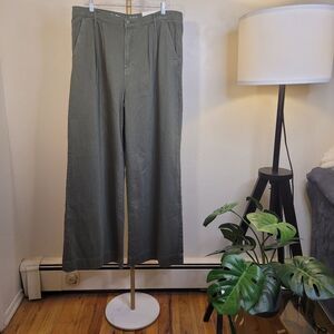 a.n.a Soft Drape Womens Plus High Rise Wide Leg Jean Olive Green Size 16